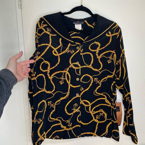 Carole Little Vintage 80s Nautical Avant Garde Unique Button Up Deadstock 12 - Picture 3 of 9